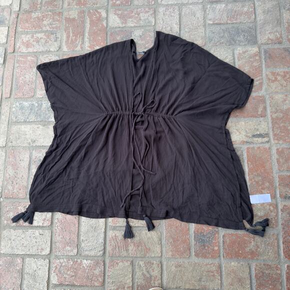 BCBG Paris Black Bikini Coverup Tie Front Size L - Picture 1 of 5